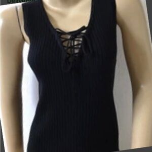 Black forever 21 Lace-Up Ribbed Tank Top 1X